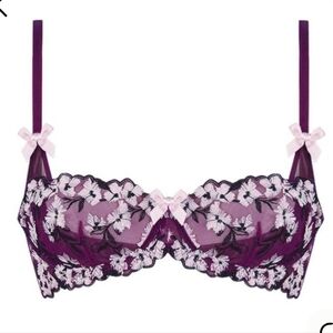L'Agent by Agent Provocateur Kaity balcony bra in purple with floral embroidery